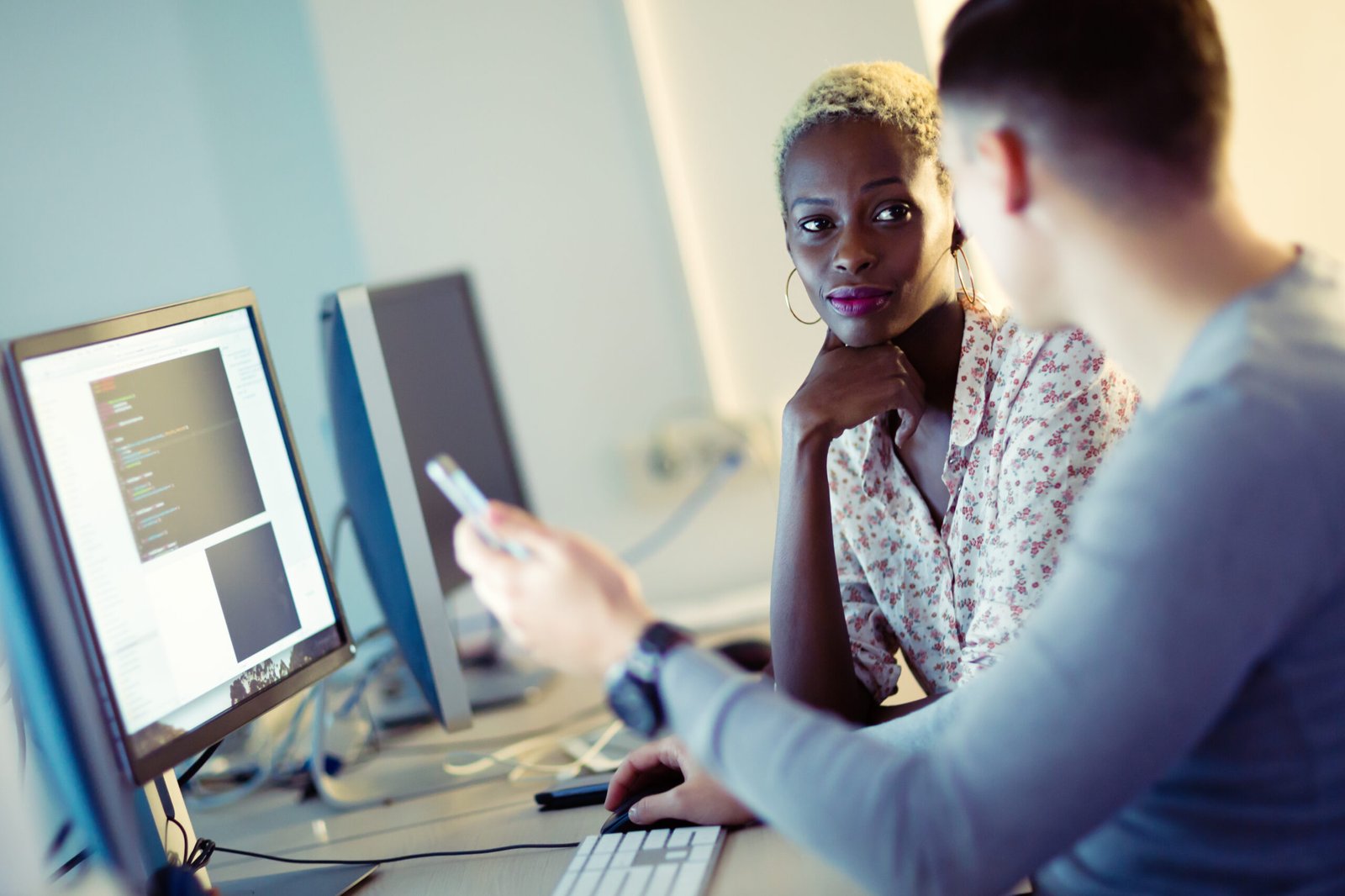 Programmer working in a software developing company office